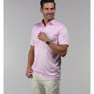 Collars & Co. Pink Houndstooth Semi-Spread Collar Polo Office Casual Sz L NWT